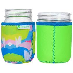 JarJackets Neoprene Mason Jar Protector Sleeve - Fits 16oz (1 pint) Jars (1, Lime Green)