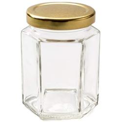 Nutleys 190 ml Hexagonal Jam Jars (20-Piece) with Dotty Labels (24-Piece)