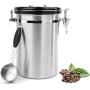 Lawei 16 FL OZ Edelstahl Kaffeetiegel mit CO2-Ventil und Scoop, Kaffeetopf für ganze/gemahlene Kaffeebohnen