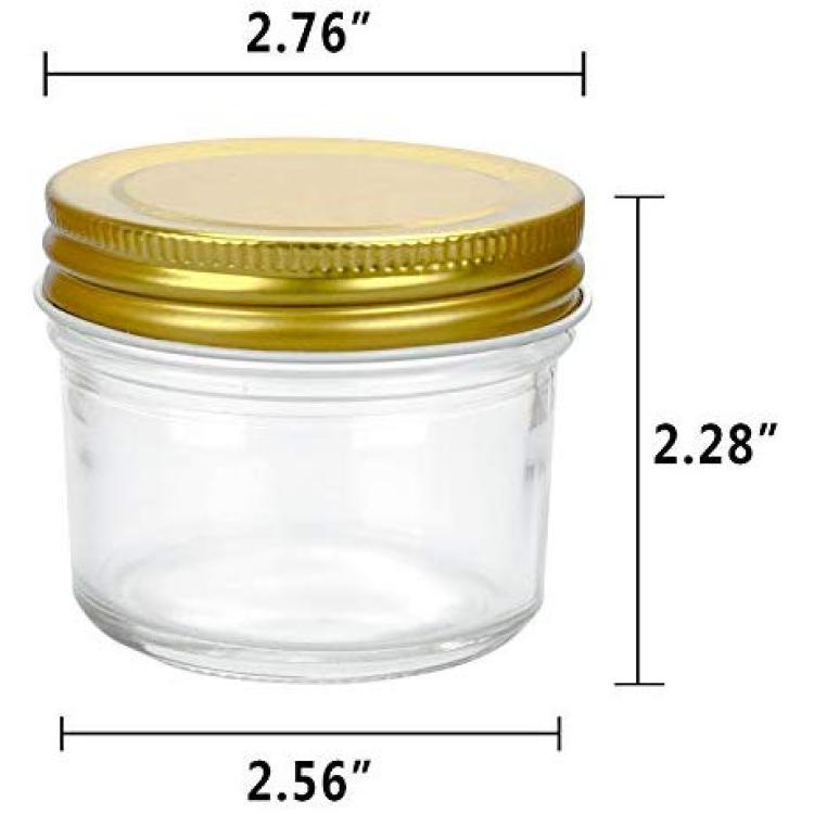 4oz Glass Jars With Regular Lids,Mini Wide Mouth Mason Jars,Clear Small  Canning Jars With Gold Lids,Canning Jars For Honey,Herbs,Jam,Jelly,Baby