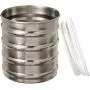 Edelstahldosen mit Rippen, Set von 2, 10 cm, Silber