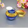 2PCS 30ml/1oz Upscale Empty Blue Glass Cream Jars Tins with Gold Lid and Inner Pad Refillable Cosmetic Container Pot Holder Portable Travel Bottles for Eye Face Cream Gel Ointments Skin Care