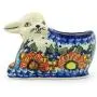 Polish Pottery Bunny Shaped Jar 5-inch Bold Poppies UNIKAT