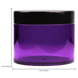 Beauticom 2 oz. (60g /60ML) (Quantity: 36 Packs) Thick Wall Round Leak Proof PURPLE CLEAR Acrylic Jars with BLACK Lids for Beauty, Cream, Cosmetics, Salves, Scrubs