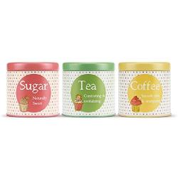Nicoles Workshop Colorful Dot Mini Storage Metal Jar,Covered,Coffee Tea Sugar Storage,3pcs Set
