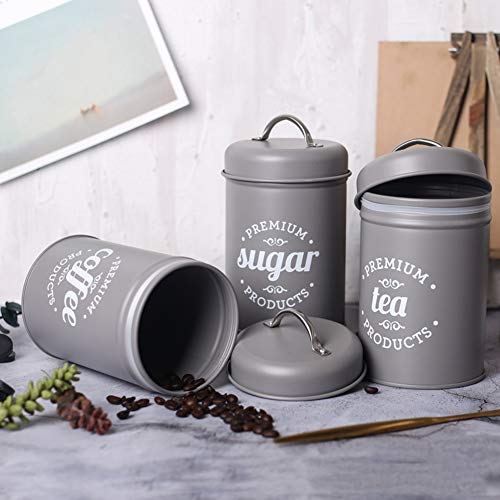 Oyov2L 3Pcs/Set Tea Coffee Sugar Food Storage Canister Kitchen Spice Jar with Lid