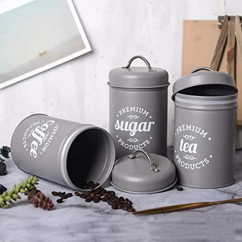 3-teiliges Set Tee-Kaffeepulver-Zucker-Lebensmittelbehälter Küchengewürzglas mit Deckel