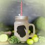 Black Mcnab Silhouette Frosted Glass Mason Jar With Straw