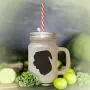 Silhouette de Mcnab Noir en Verre Décoré avec Paquet dans une Jarre en Verre Froissée. Silhouette de Mcnab Noir en Verre Décoré avec Paquet dans une Jarre en Verre Froissée.