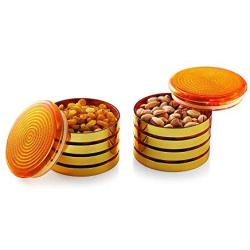 SATISFACTORY NATION 2 Pc Gift Set Mini Round Multi Purpose Jar/Small Containers with Airtight Lid Silicon Ring/Food Storage Box