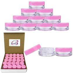 Beauticom 3G/3ML Round Clear Jars with Pink Lids for Cosmetics, Medication, Lab and Field Research Samples, Beauty and Health Aids - BPA Free (Quantity: 50 Pieces)