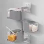 Wall Mount Revolving Seasoning Box Set, Removable Spice Storage Canister With Rotating Rack Spoon Portable Condiment Jar-d