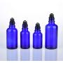 vipolish 3 PCS 50 ML 1.7 OZ Blue Glass Refillable Roll-On Bottles with Stainless Steel Roller Ball and Black Cap Essential Oil Container Perfume Cosmetic Sample Dispenser Roller Vials