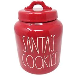 Rae Dunn by Magenta Santas Cookies Red Ceramic LL Canister with White Letters