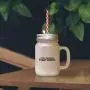 Black Stop Wishing Start Doing Frosted Glass Mason Jar With Straw