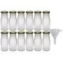 Viva Haushaltswaren Set of 12 Small Wide Neck Glass Bottles / 156 ml/with Filling Funnel Diameter 7 cm