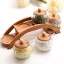 Kitchen seasoning box/Glass Condiment Storage Container with Pallet Salt jar Four-Piece Set