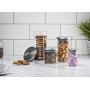 Kitchen Canister Set of 4, Glass Jars with Airtight Stainless Steel Lid, Clear Food Storage Container Ideal for Flour, Sugar, Coffee, Candy, Snack and More