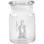Clear Glass Herb Stash Jar with Lid 4.5 oz with Han Solo Logo from Smoke Promos