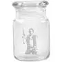 Clear Glass Herb Stash Jar with Lid 4.5 oz with Han Solo Logo from Smoke Promos