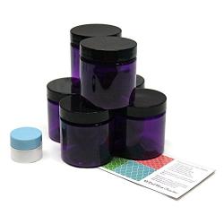 Purple 4 Ounce PET Plastic Jars with Black Lids, and 1 Mini Jar, 6 Pack