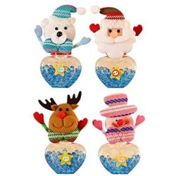 STOBOK Christmas Cookie Jar Candy Jar Storage Container Gift Plush Plastic Bottle Elk Santa Snowman Xmas Decor Desktop Ornament