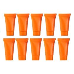 24Pcs 5ml Empty Plastic Soft Tube Sample Bottle Container Jar Pot Case Perfect for Emulsion Shower Gel Shampoo Facial Cleanser Lotion(Orange)