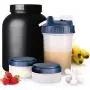 hydro2go 16 OZ Protein Shaker Bottle with Mixer Ball and 2 Interlocking Storage Jars for Pills, Snacks, Coffee, Tea. 100% BPA Free,Non Toxic and Leak Proof Sports Bottle
