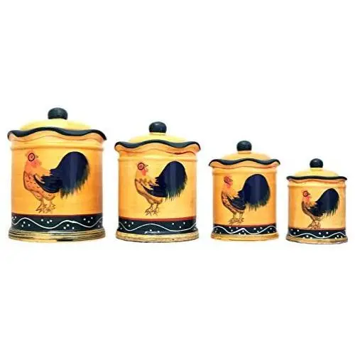 Tuscanischer Sonnenschein Hahn, Handbemalte Töpfe, Set von 4, 85701 von ACK