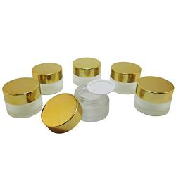Frost Glass Makeup Cream Jar 20 ml (Shiny Gold Lid) (Pack of 6)