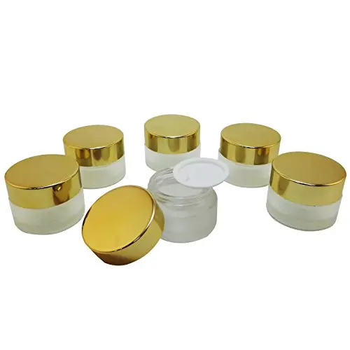Frost Glass Makeup Cream Jar 20 ml (Shiny Gold Lid) (Pack of 6) Frost Glass Makeup Cream Jar 20 ml (Shiny Gold Lid) (Pack of 6)