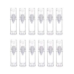 12Pcs 5ml/0.17oz Refillable Clear Plastic Airless Vacuum Pump Bottle Cosmetic Make-up Cream Lotion Sample Packing Toiletries Liquid Storage Container Vial Jars Travel Portable Sub-botte