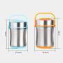 Dichtungsglasbehälter, Vakuumisolierte Lebensmittelbehälter, Lunchbox, Tragbarer Edelstahl-Trinkbecher, mit Aufbewahrungsbeutel (Farbe: Orange, Größe: 1600ml)