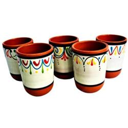 Cactus Canyon Ceramics Spanish Terracotta 5-Piece Cup Set, White