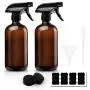 Glasprayflaschen, leer, 473 ml (16 oz) Boston-Form, Auffüllbarer Behälter für ätherische Öle mit Funnellabeln für Reinigungsmittel, Aromatherapie-Lotionen, Flüssigseifen (Braun-Schwarz)