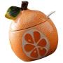 Fruit Shaped Ceramic Sugar Bowl Salt Pot Pepper Storage Jar Seasoning Pot Container Condiment Spice Box Holder with Lid and Spoon (Orange Pomelo)