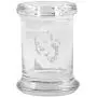 Clear Glass Herb Stash Jar and Lid 2.75 oz Marilyn Monroe Logo from Smoke Promos