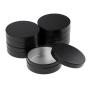 Injoyo 5 Pieces Aluminum Tins Cans - Round Storage Jars Black no-screw Lids Metal Tins, Travel Tins Cosmetic Refillable Containers, 100ml