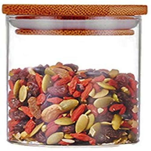 WANGLX ST Wood Lid Food Storage Tank Dried Fruit Bottle Good Sealing Heat-Resistant Borosilicate Glass Sealed Cans Dried Fruit Sealed Bottle Storage Jar