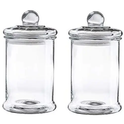 Ensemble de 2 bocaux apothécaires en verre de 0,7 gallons (2,3 litres) avec couvercle en boule, 16,5 x 28,5 cm.