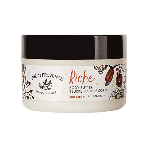 Pre de Provence Riche Collection Three Cream Hydrating and Soothing Body Butter, Amande, 0.5 Pound