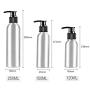 3Pcs 4 Ounce Aluminum Lotion Pump Bottle with Black PP Pump Head Empty Cosmetic Sample Dispenser Container Jar for Makeup Cream Emulsion Bath Shower Gel Shampoo