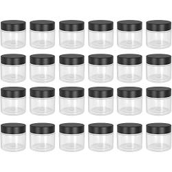 1oz Containers with Lids (24Pack) Lip Scrub/Gloss Containers, Empty 1 oz Jars 30G/30ml- Travel Cosmetic Containers w/Lids- Clear 1 Ounce Makeup Sample Container, Cream, Lotion, Liquid - BPA Free (24)