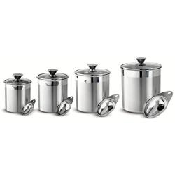 Tramontina 80204/527DS Gourmet Stainless Steel Canister and Scoops Set, 8 Piece, Made in Brazil