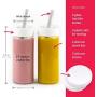 Glass Tumbler with Silicone Straw and Lid - Reusable Smoothie Cup for Juices, Water, Beverages - 16 oz, Wide Mouth Drinking Bottle with Caps, 2 Pack Set (2 pack)