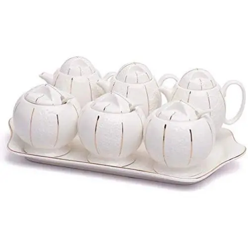Kitchen seasoning box/Ceramic Condiment Storage Container with Pallet Salt jar Three-Piece Set