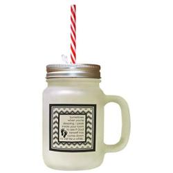 Black Sometimes When YouRe Sleeping Peek Insdie Your Room Frosted Glass Mason Jar With Straw