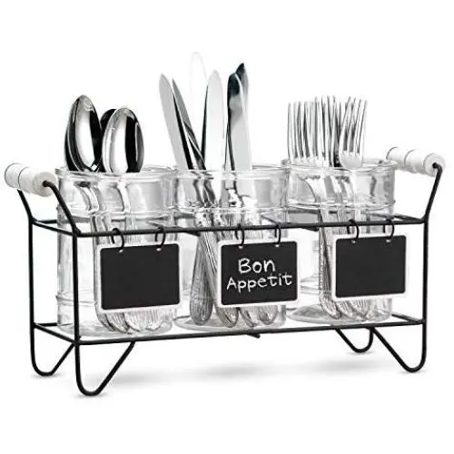 Ensemble de Rangement de Couteaux en Verre – 3 Boîtes Transparents pour Couteaux Argentés avec Râteliers et Étiquettes à Tableau Blanc – Organisateur et Support de Couteaux et Ustensiles de Service Idéal pour Comptoir de Cuisine Ensemble de Rangement de Couteaux en Verre – 3 Boîtes Transparents pour Couteaux Argentés avec Râteliers et Étiquettes à Tableau Blanc – Organisateur et Support de Couteaux et Ustensiles de Service Idéal pour Comptoir de Cuisine