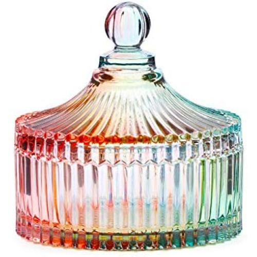 Food Storage Containers Creative Glass Candy Jar Home European Style Covered Storage Box Leak Proof Airtight (Color : B)