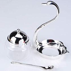 Zinc Alloy Kitchen Spice Seasoning Bottle Swan Design Sugar Salt Coffee Storage container Tank with Spoon Kitchen Cooking Tools Condiment bottles